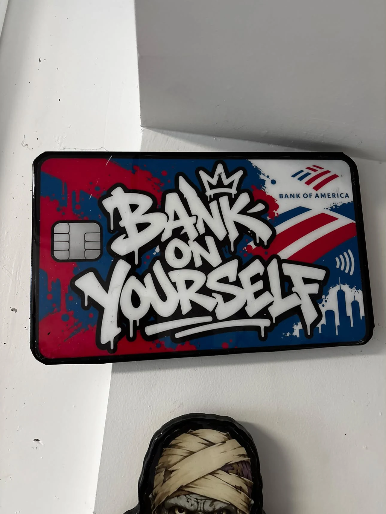 O He Paints studio photograph: Bank on Yourself lettering piece